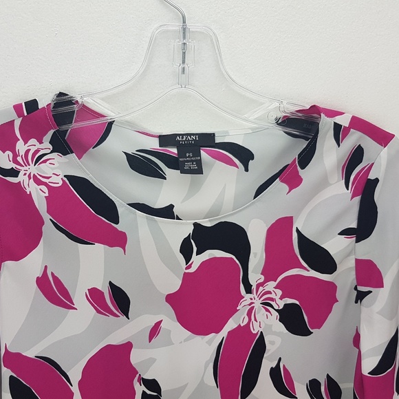 Alfani V-hem Floral Printed Blouse Top size PS - Picture 3 of 4